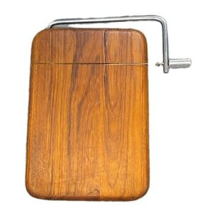 Good Wood Genuine Teak Wire Cheese Slicer Cutting Board MCM Charcuterie 10" Vtg